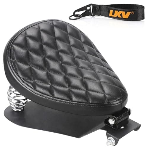 LKV Motorcycle Solo Driver Seat with Seatbase Mounting Hardware Kit Custom Chopper Bobber Seats Universal Fit for Harley Davidson Sportster XL 1200 883 48