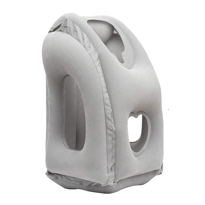 GETZET Inflatable Travel Pillow Airplane Neck Pillow with Neck and Head Support for Long Flight Sleeping car Travel Buses Trains Office Napping use for Shoulder Pain Grey 1 pcs