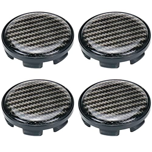 Modengzhe Center Caps for Rims,53mm Wheel Rim Hub Center Covers Replacement Compatible with Chevrolet if Applicable 50mm Lug to Lug Dia,Black Base & Thickned Carbon Fiber Sticker,Pack of 4
