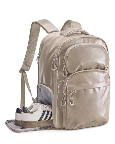 BAGSMART 30L Travel Backpack, 15.6 Inch Carry On Backpack Flight Approved, Water Resistant Weekender Bag Daypack, Camel