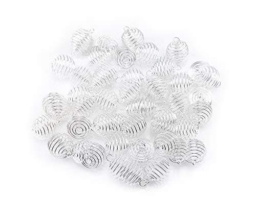 yueton 50pcs Spring Bead Cages Pendants 15x14mm Fits Diameter 12 Inch Jewelry Beads Silver