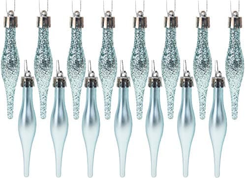 Christmas Concepts 8.5cm, 85mm (3.4") Matte Glitter Droplet Ball Pack - Christmas Baubles (Ice Blue)