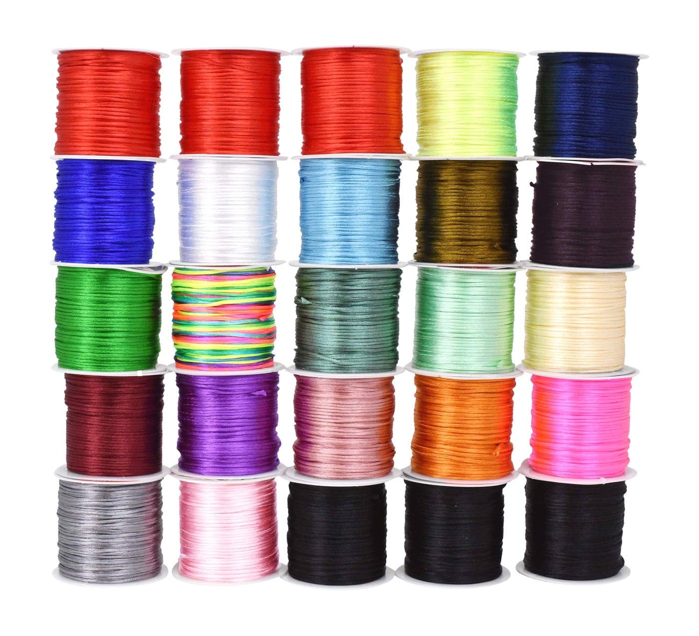 Mandala Crafts Nylon Satin Cord 1mm Rattail Cord Assorted Colors String - 550 Yds Nylon Chinese Knotting Cord Rat Tail Silk Cord for Bracelet Necklace Jewelry Making Macrame Trim