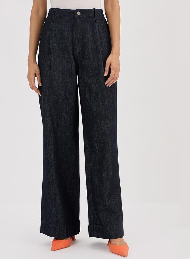 Navy Blue Wide Leg Jeans — XL