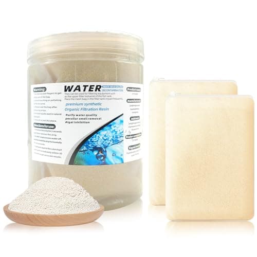 WDEFUN Aquarium Filter Media, 300 ml 2 Packs with Free Mesh Bag Organic Filtration Resin, Remove Driftwood Tannins Suitable for Freshwater and Saltwater Fish Tank