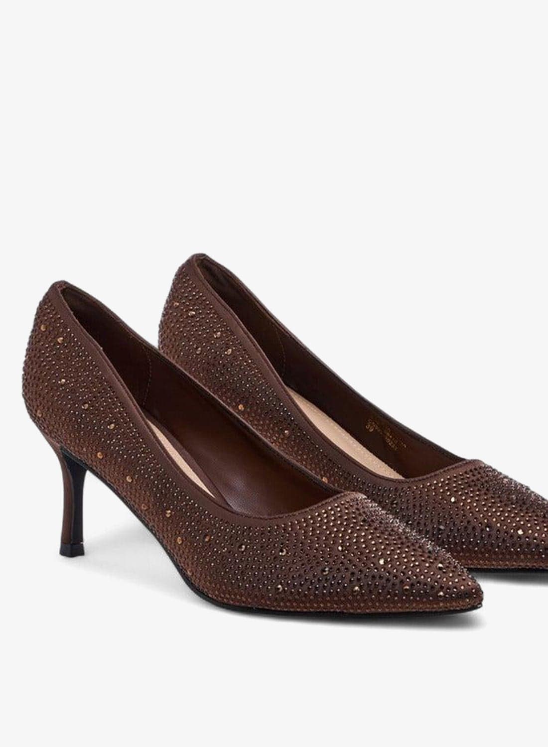 Embellished Slip-On Pumps with Stiletto Heels