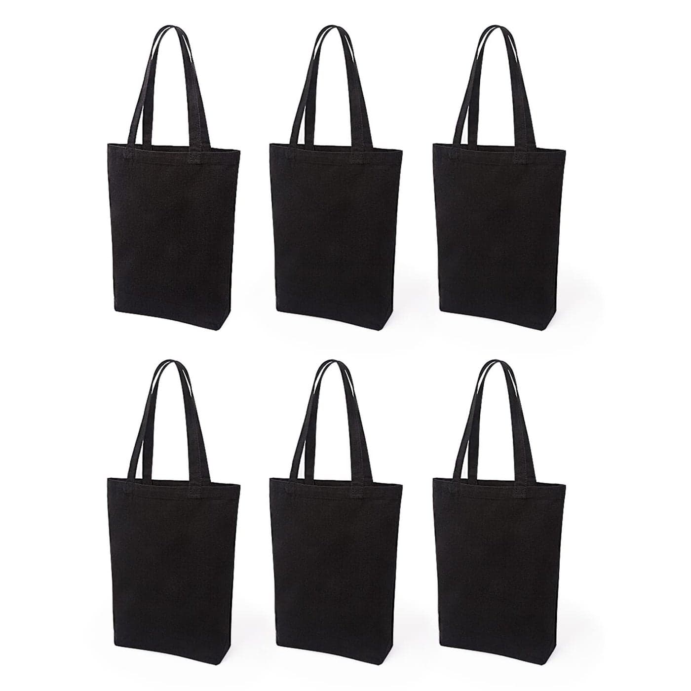 Lily queen Natural Canvas Tote Bags DIY Reusable Shopping Grocery Bag Black 6 Pack