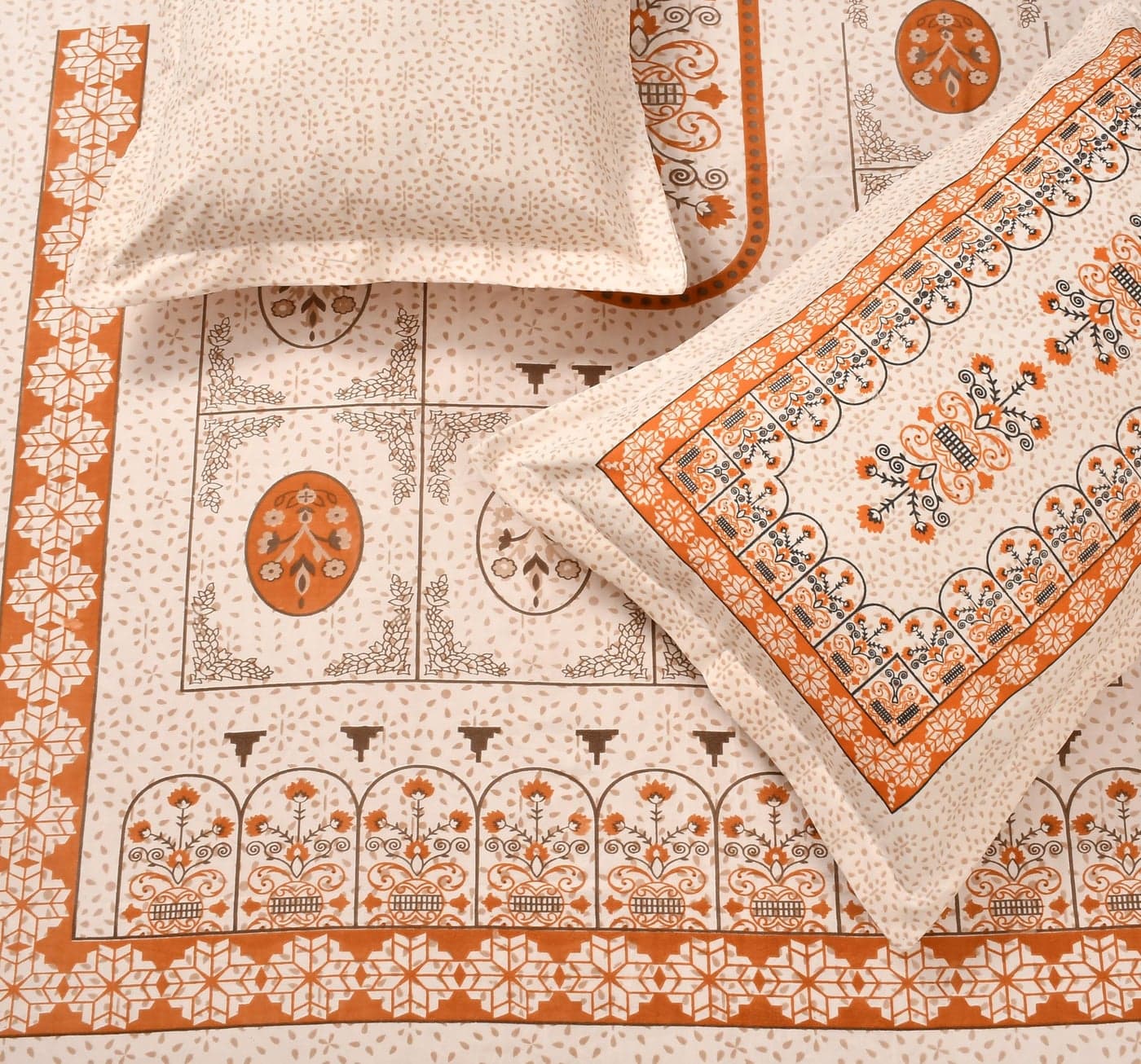 BSB HOME Jaipuri Block Printed 220 TC Cotton Double Bed Bedsheet Handmade Long Lasting Color Fade Resistant Luxurious Flat Sheet (90 x 100 Inches, 230 x 254 Cm, Traditional- Pink)