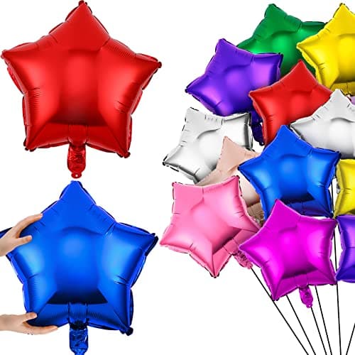 Raiten 100 Pieces 18 Inch Star Shape Foil Balloon Foil Helium Balloons Star Balloon for New Year Eve Party Birthday Wedding DecorationsMulticolor
