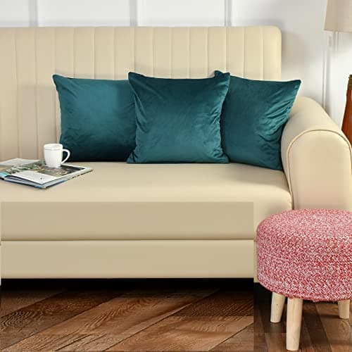 DEVSANG Velvet Soft Solid 16x16 inch Throw Pillow/Cushion Covers Set of 3 (Turquoise)