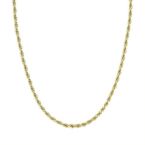 PAVOI Womens 14K Gold Plated –Yellow Gold Rope Chain Necklace