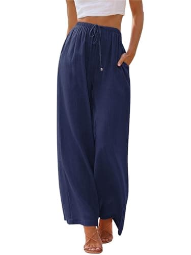 LILLUSORY Linen Wide Leg Pants Womens Palazzo Flowy Beach Vacation 2026 Summer Spring Fashion Outfits Clothes Clothing Trendy Skirts Cute Resort Wear Cruise High Waisted Boho Travel Trousers Pockets