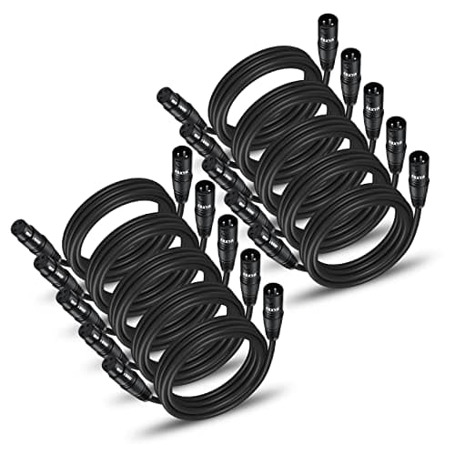 EBXYA XLR Patch Cable 6 Ft 10 Pack 3 Pin Male to Female Short Microphone Mic Cable Premium DMX512 Lighting Cable Compatible with Speakers Mixer Stage Lighting