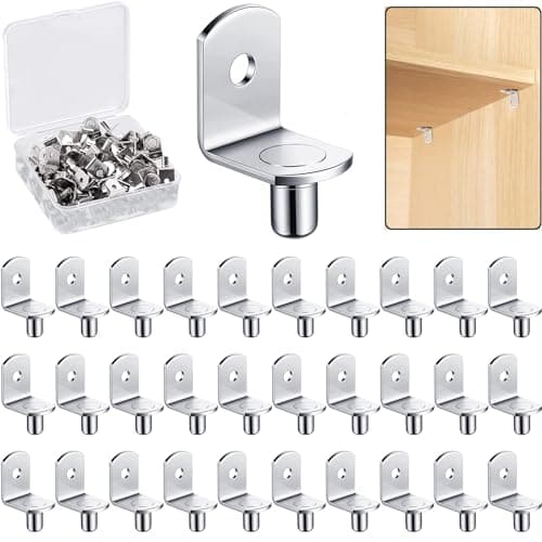 5mm Shelf Support Peg,Support Cabinet Shelf Pins,Shelf Bracket Pegs with Hole,L-Shaped Nickel Plated Furniture Replacement Peg for Bookcase Kitchen Closet Shelf Shelves Furniture Cabinet