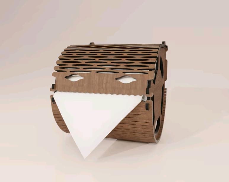 MeeCraft Wooden Toilet Paper Holder Wall Mounted Tissue Dispenser 12 x 11 x 11 cm Brown