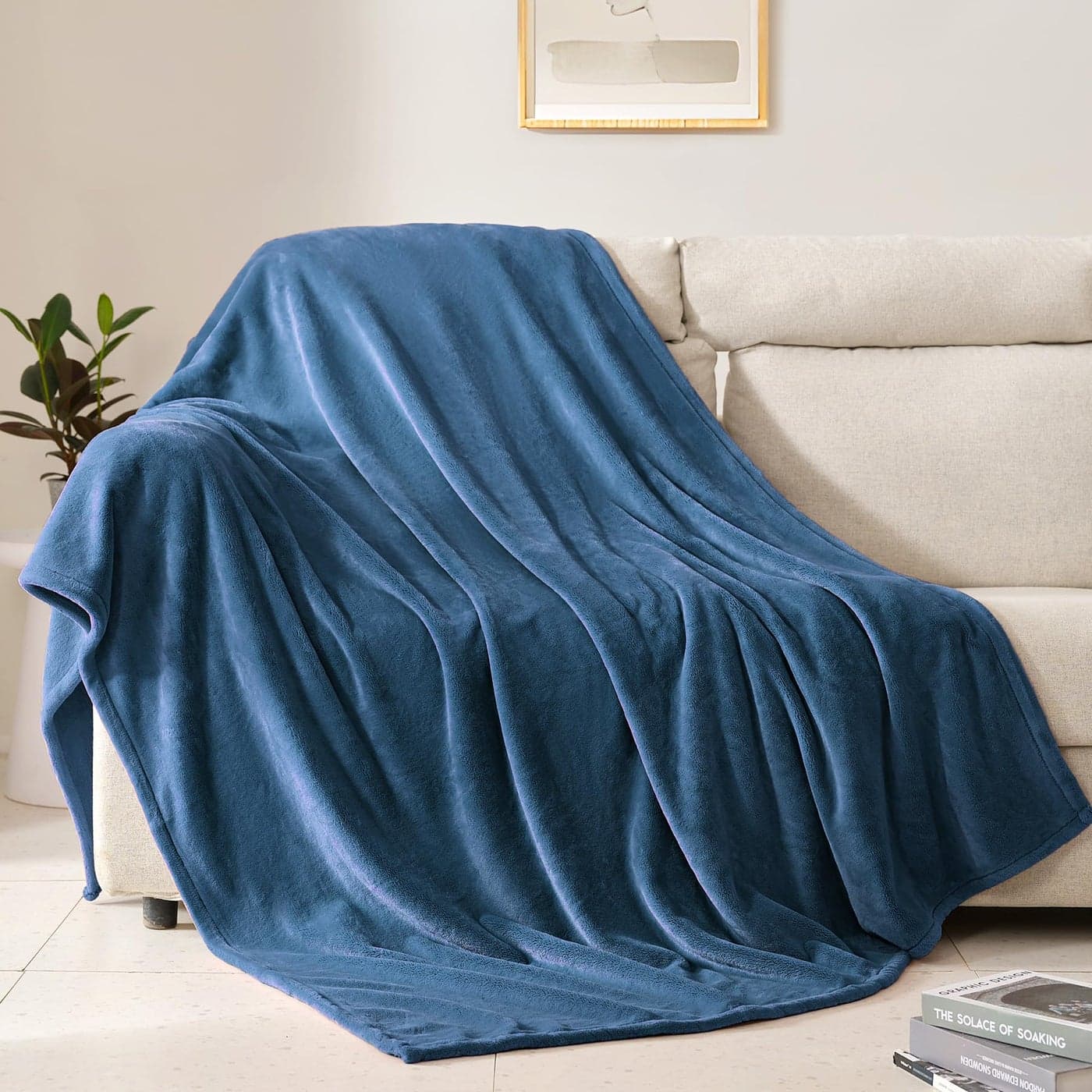 BEAUTEX Fleece Throw Blanket for Couch Sofa or Bed Throw Size Soft Fuzzy Plush Blanket Luxury Flannel Lap Blanket Super Cozy and Comfy for All Seasons Dusty Blue 50 x 60