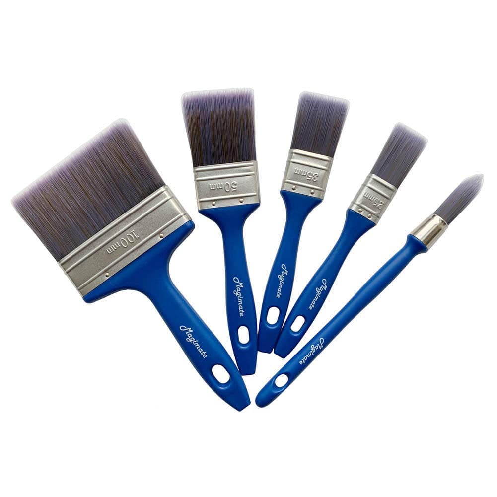 Magimate Paint Brush Set Painters Professional Painting Brushes with an Elegance Tapered Trim Brush for Walls Cabinets Pack of 5