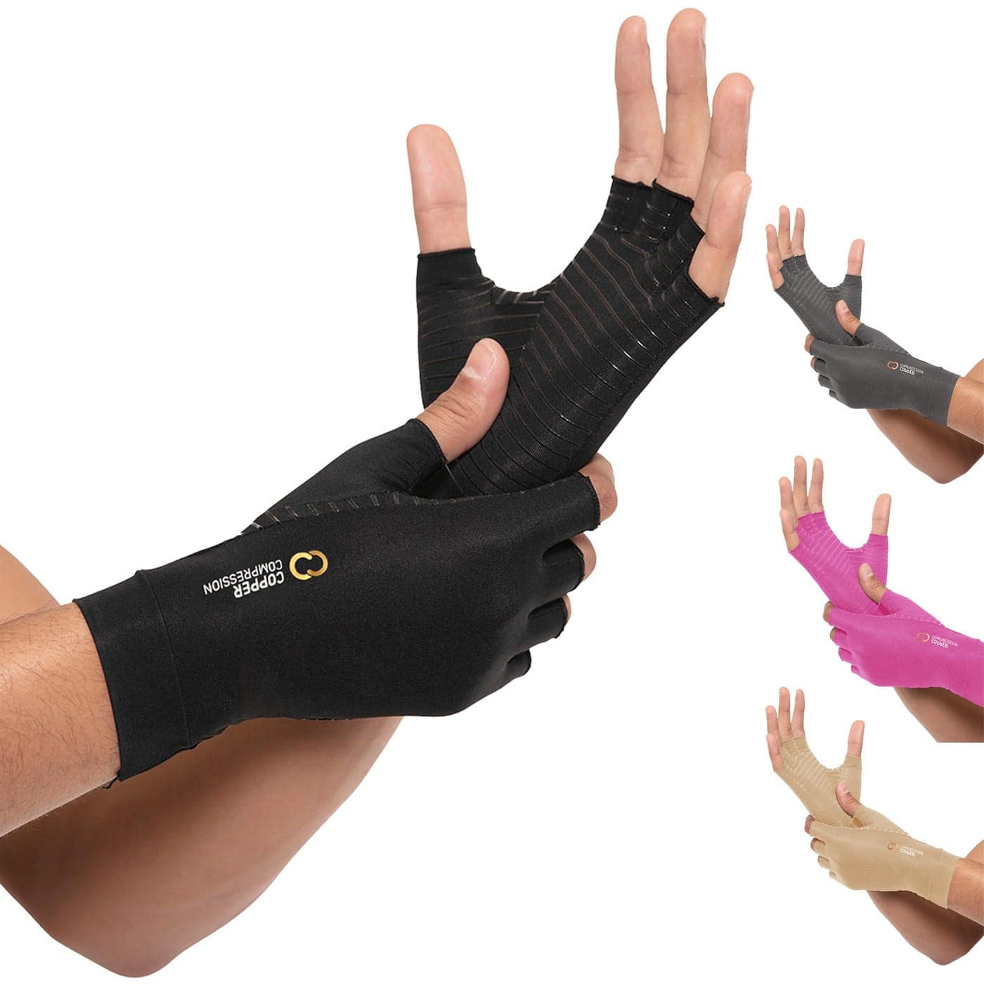 Copper Compression Arthritis Gloves Fingerless Arthritis Carpal Tunnel Pain Relief for Men Women Hand Support Wrist Brace for Neuropathy Rheumatoid Tendonitis Swelling Crocheting Typing XS