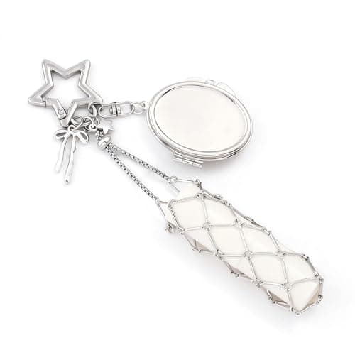 Disengor Y2K Chapstick Holder Keychain with Mirror Kawaii Lip Gloss Keychain Holder for Purse Bag Charm Accessories (BG00208-02)