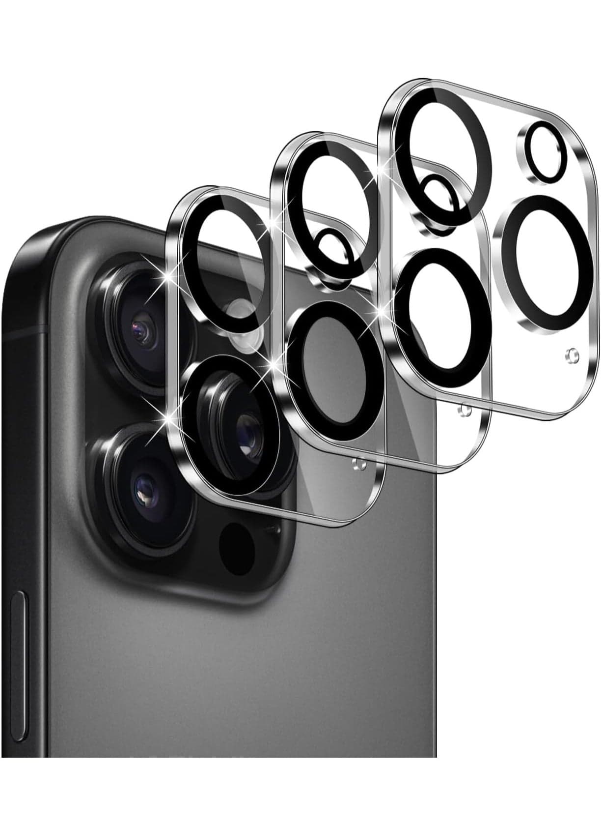 Camera Protection for iPhone 16 Pro/Pro Max – 3-Pack Tempered Glass Lens Protector, HD Clear, 9H Hardness, Anti-Scratch, Full Coverage Camera Protection