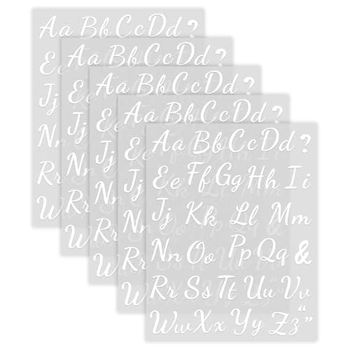 5 Sheets 280 Pieces Iron On Letters for Clothing 1 Inch White Heat Transfer Vinyl Letter Iron On Cursive Upper Lowercase Alphabets Decals with AZ for BackpackJerseysFabric TShirts DIY