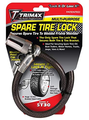 Trimax ST30 Trimaflex Spare Tire Cable Lock Round Key for Boat Trailers Motor Homes Trucks Jeeps Vans More 36 x 12mm BlackChrome