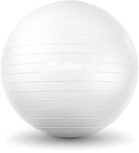 URBNFit Exercise Ball - Yoga Ball in Multiple Sizes for Yoga, Pilates, Pregnancy, Stability - Anti-Burst Swiss Balance Ball w/Quick Pump – Office Ball Chair for Home and Gym – 30 Inch - White