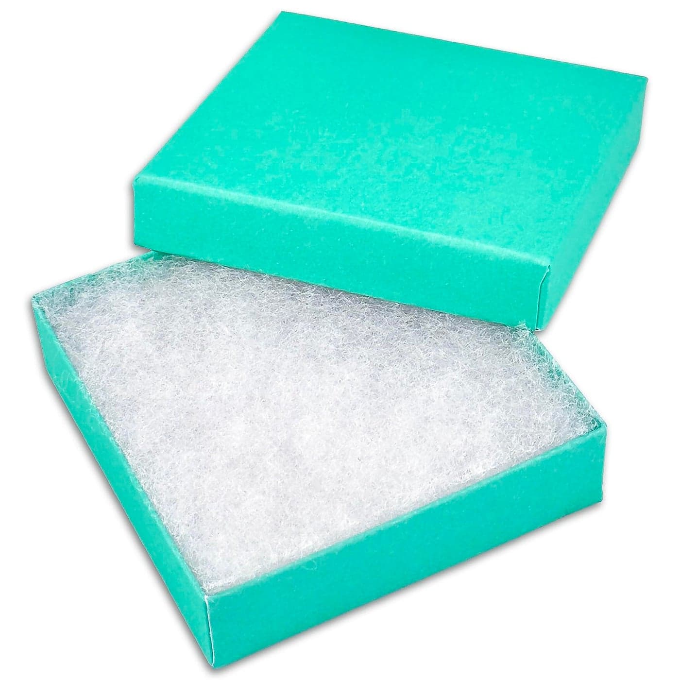 TheDisplayGuys 100Pack 33 Cotton Filled Cardboard Paper Jewelry Boxes Gift Case Teal Green 35 x 35 x 10 for Shipping or Storage