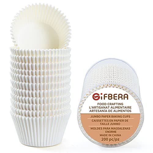 Jumbo White Cupcake Liners Greaseproof Paper 200Count Gifbera Odorless Muffin Baking Cups Cupcake Wrappers for Wedding Birthday Celebration Occasion