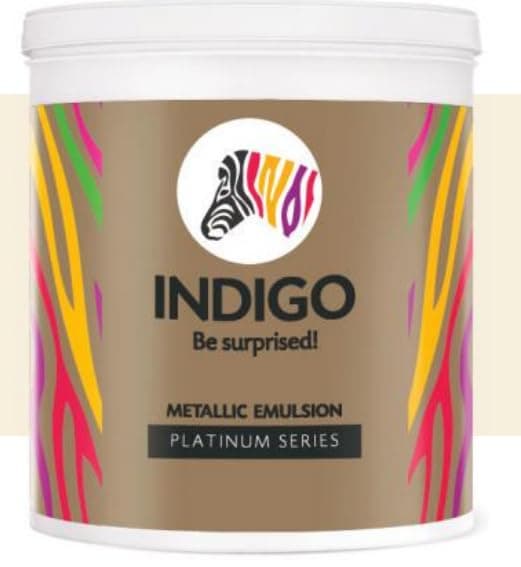 Indigo Metallic Emulsion Platinum Series – Sparkling Metallic Texture Wall Paint | Water-Based | Anti-Fungal & Algae Resistant | Interior & Exterior Use | 1 L Copper
