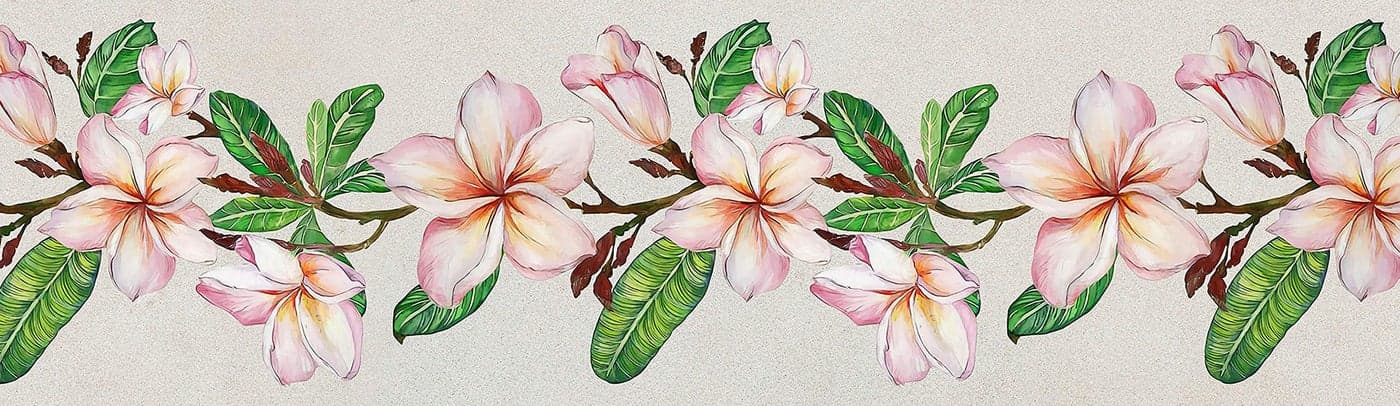 WallDesign Vinyl Artistic Lilly Flowers With Leaves Room Border Sticker - 5.25 Inch Width By 5 Ft Length