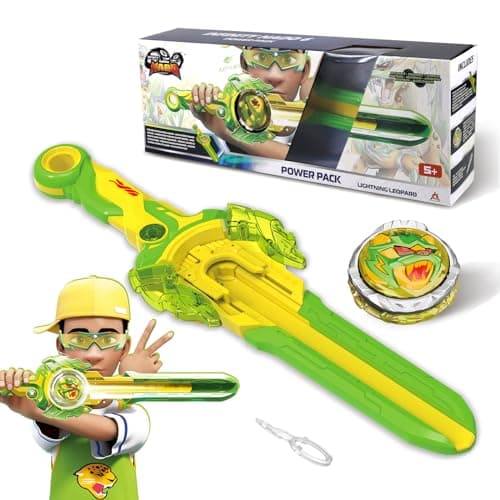 INFINITY NADO Battling Toys Spinning Top and Sword Launcher Battle Set Toys for Kids Battle Brust Sword Top Toys for 5 6 7 8 9 10 11 12 Year Old Boys Lightning Leopard