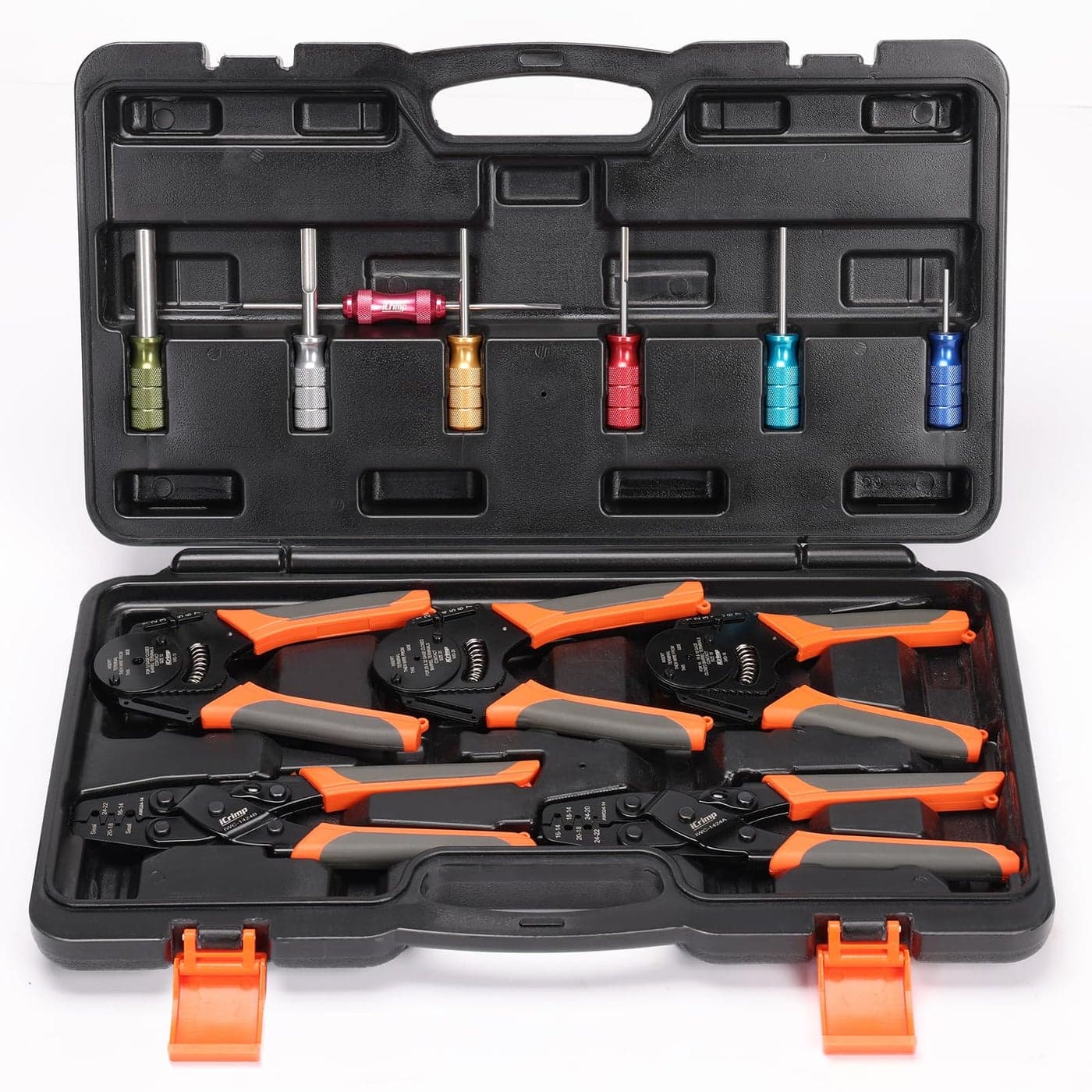 iCrimp Closed Barrel Crimp Tool Weather Pack Crimpers Deutsh Connector Kit for Deutsh DT Connectors and Stamped Contacts Removal Tool Set 12pcs included