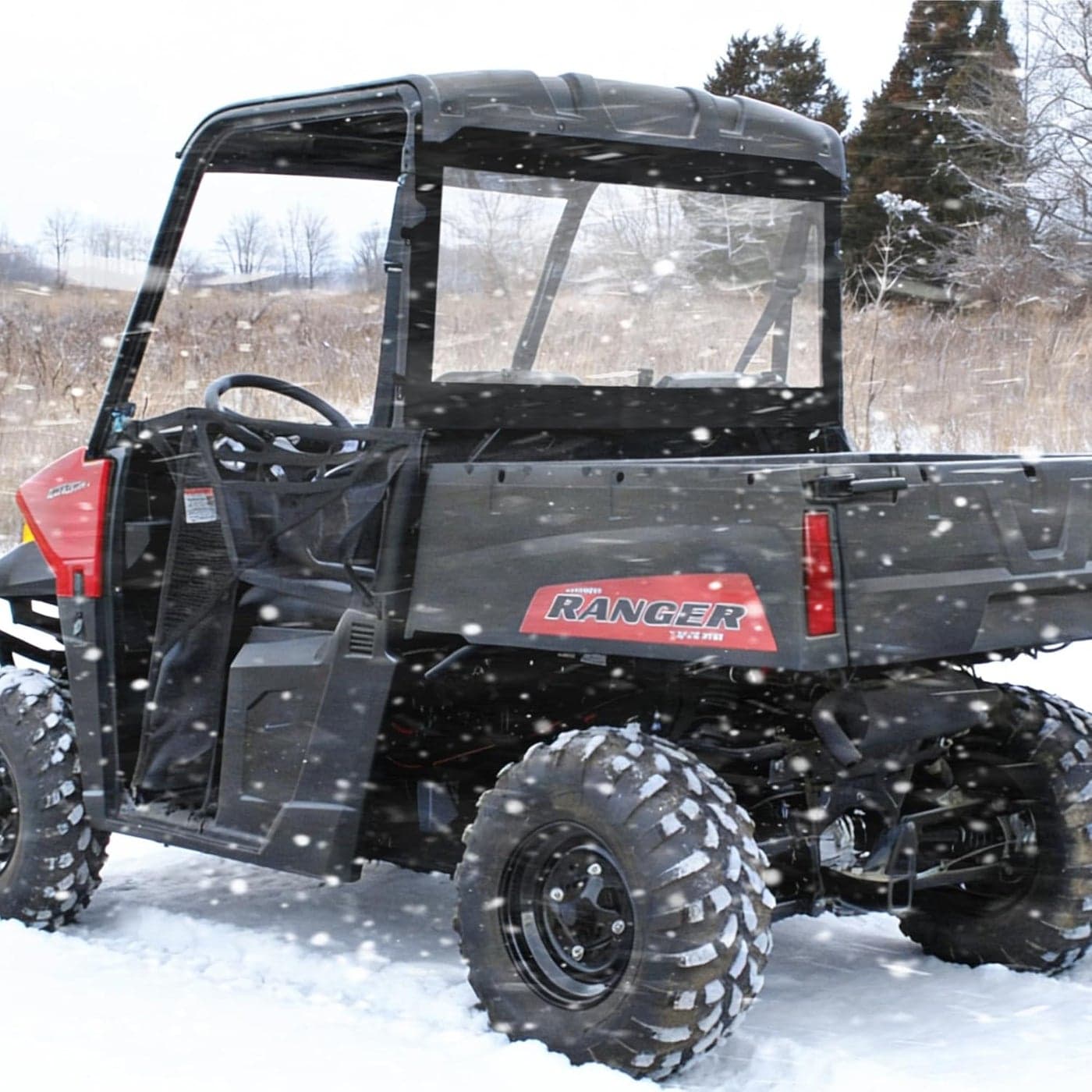 QYMOTO Polaris Ranger Rear Windshield - Soft Back Window for Midsize Ranger 400 570 800 PRO-FIT Roll Cage (2015+)