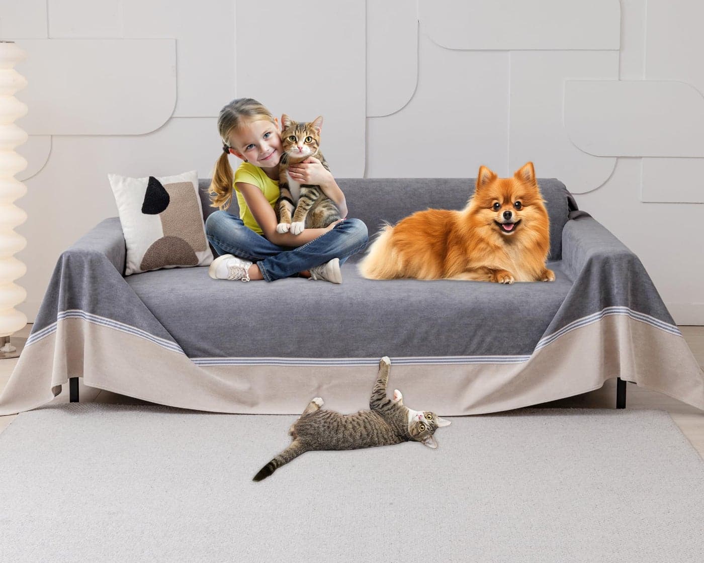 Cat Scratch Furniture Protector AntiSlip Waterproof Sofa Cover to Keep Cats Off PetFriendly Couch Protectors for 3 Cushion Couch AntiScratch Couch Cover for Pets and Kids 150X91Dark Gray