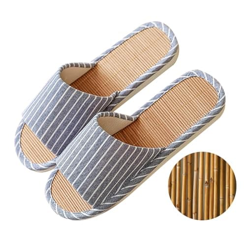 Odor-resistant Japanese Bamboo House Slippers Keep Feet Dry and Cool for Summer with Non-slip Soft Sole for Tatami and Indoor Easy to Clean (Blue, Adult, Women, 11, Numeric Range, US Footwear Size System, 12, Medium)