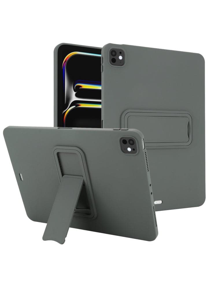 For iPad Pro 11 (2024) Case TPU+PC Skin-Friendly Kickstand Tablet Cover - Grey