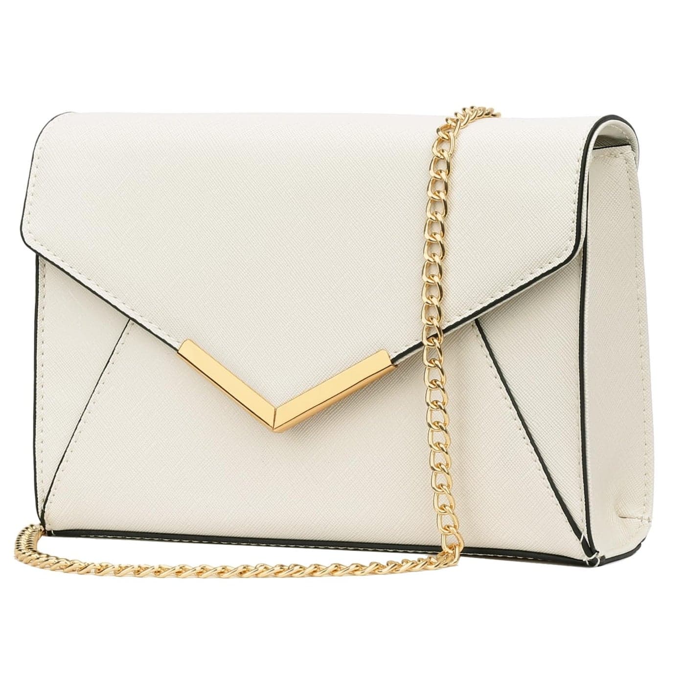 KKXIU Women Elegant Faux Leather Evening Envelope Clutch Purse Foldover Bags for Party Wedding Prom ABeige