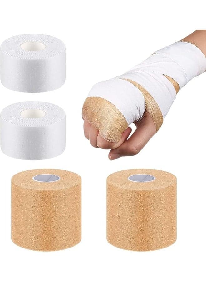 4 Rolls Pre-Wrap Sports Tape,Athletic Sports Tape,Kinesiology Tape,Easy to Tear,Protect for Ankles Wrists Hands and Knees,for Gym Fitness Running Tennis Swimming Football