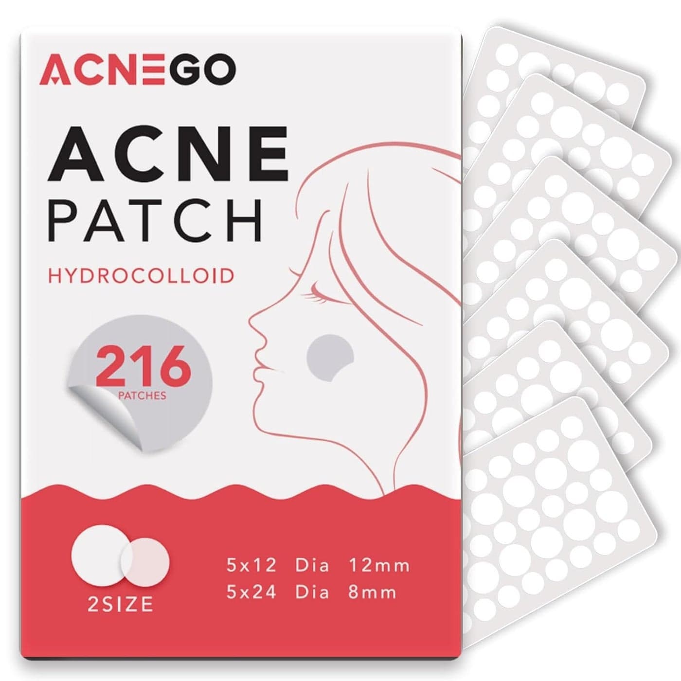 AcneGo 216 Counts Pimple Patches for Face Hydrocolloid Acne Patches Zit Patches for Face Acne Spot Treatment Patch Cystic Acne Treatment Stickers Blemish Hydrocolloid Cover for all Skin Type