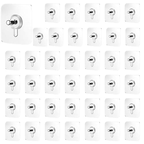 JIALTO 40 Pcs Screw Hook Self Adhesive Wall Screw, Sticker Screw Wall Hook Heavy Duty, Wall Stickers Without Drilling for Wall Hanging, Strong Nail Hooks for Clock, Kitchen & Home Accessories