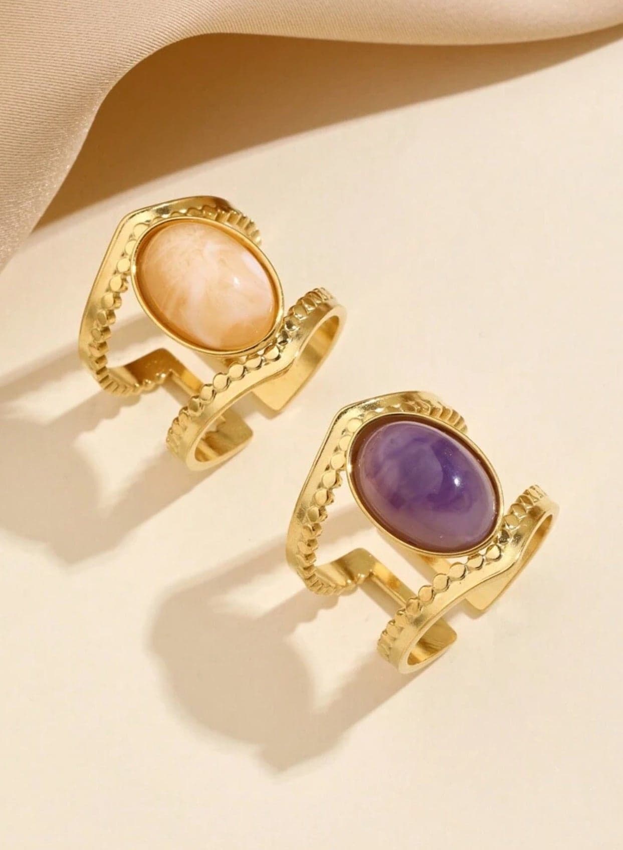 2pcs Of Elegant High Quality Stainless Steel Rings For Women One Size