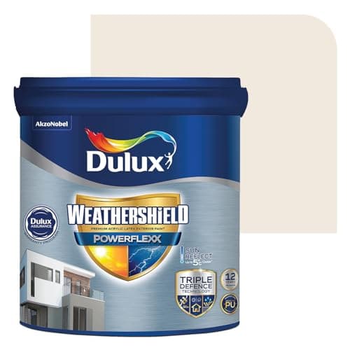 Dulux Weathershield Powerflexx Exterior Emulsion Paint (1L, ALMOND WISP) | PU-Modified Acrylic Formula | Crack Resistant & Weatherproof | Algae & Fungus Guard | High Gloss Finish