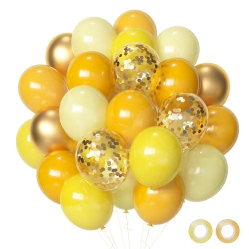 Yellow Gold Confetti Party Balloons 50pcs12 inch Mustard Light Yellow Gold Latex Balloons for Birthday Wedding Bride Sunflower Theme Party Decoration
