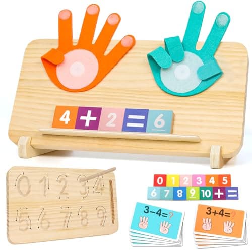 Montessori Math Learning Toys for Toddlers 35 DoubleSided Finger Counting Number Tracing Board Preschool Educational Wood Number Blocks Toys for Kids 24 Math Manipulates Girl Boy Gift 57