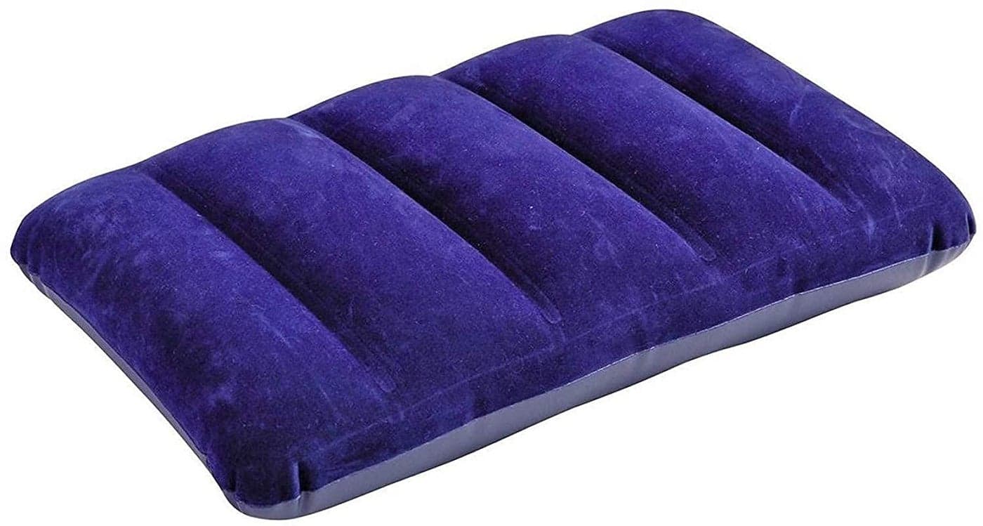Apurk Soft Inflatable Flocked Velvet Camping Sleeping Blow Up Air Lock Facility Travel Pillow PVC Bed Cushion for Hiking Backpacking Meditation Pillow Inflammable Portable Pack of 1