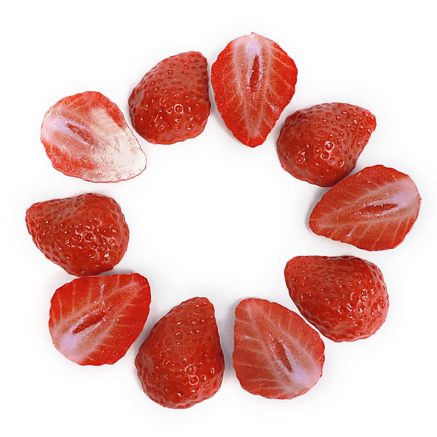 Artificial Strawberry Blocks Fake Fruit Decorations for Home Parties Tables and Vase Filling Photography Props 10 Pcs Half Strawberries