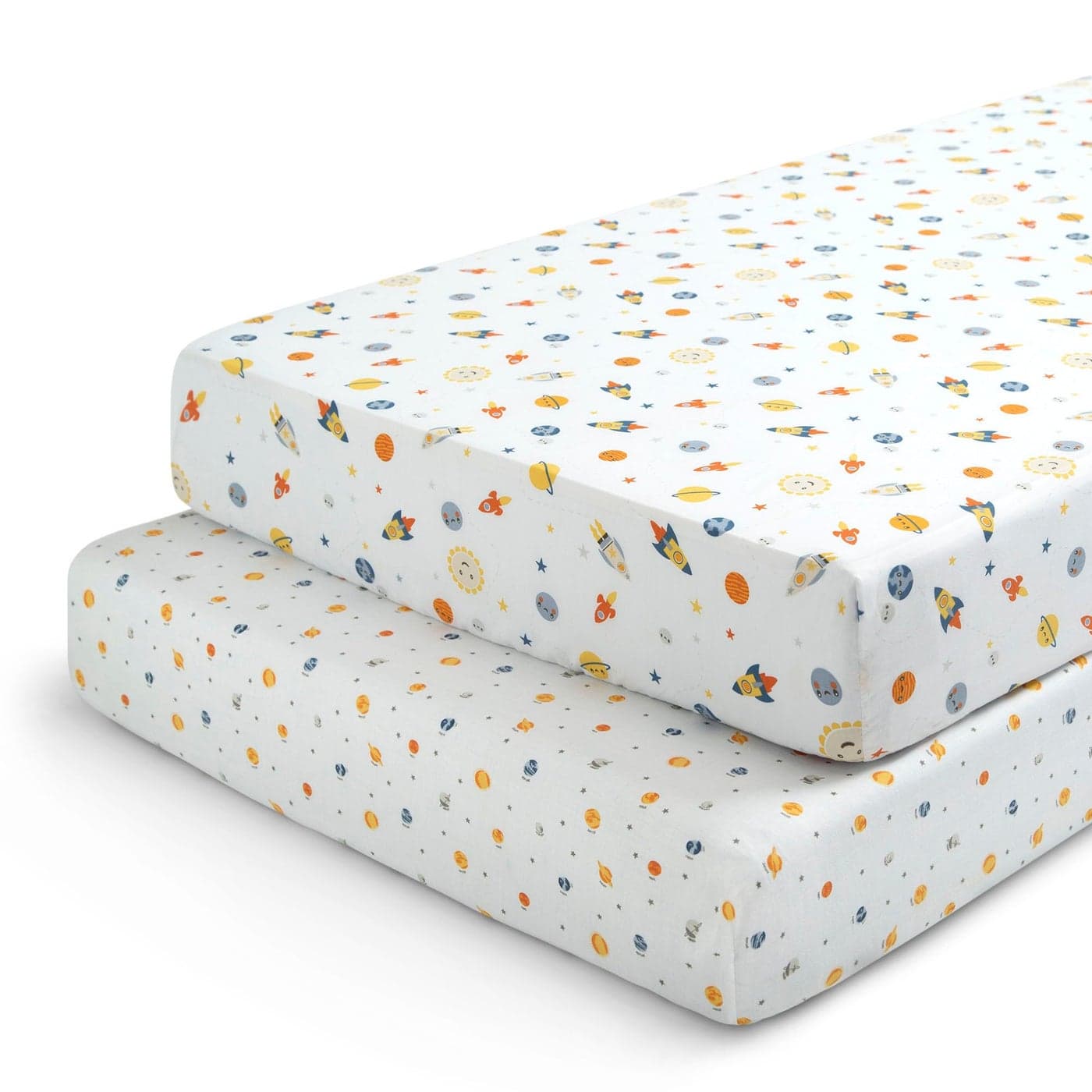 Delta Children Fitted Crib Sheets for Girls and Boys Crib Sheet for Standard Crib and Toddler Mattresses 28x52 Inch Pack of 2 Space Exploration