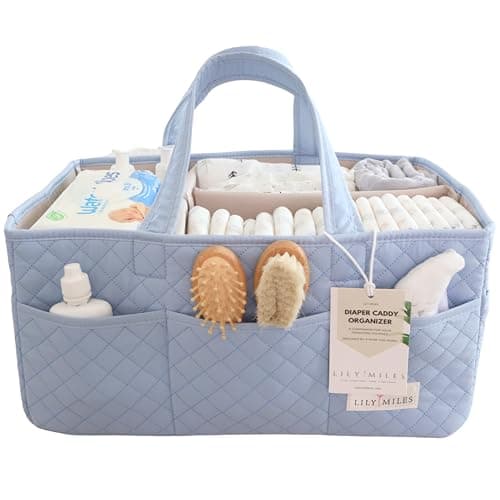 Lily Miles Baby Diaper Caddy Organizer Quilted Nursery Storage Organizer for Newborn Essentials and Diaper Changing Station Gift for Baby Shower and Registry MustHave Baby Breeze