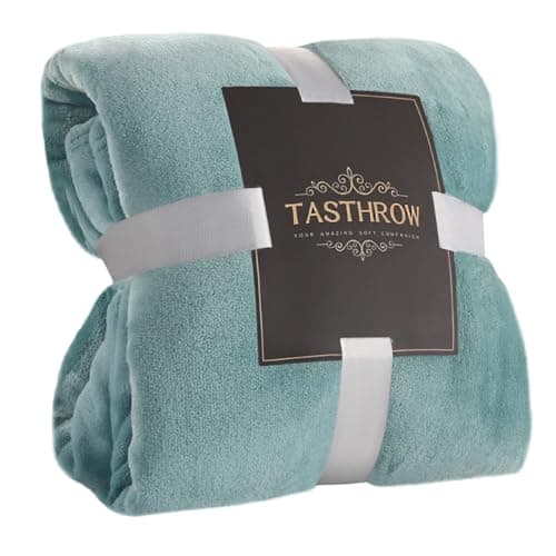 TASTHROW Large Flannel Fleece Throw Blanket, 60×80 Inch - Cozy Lightweight Thick Blanket - All Seasons Suitable for Women, Men and Kids (Bluishgreen)